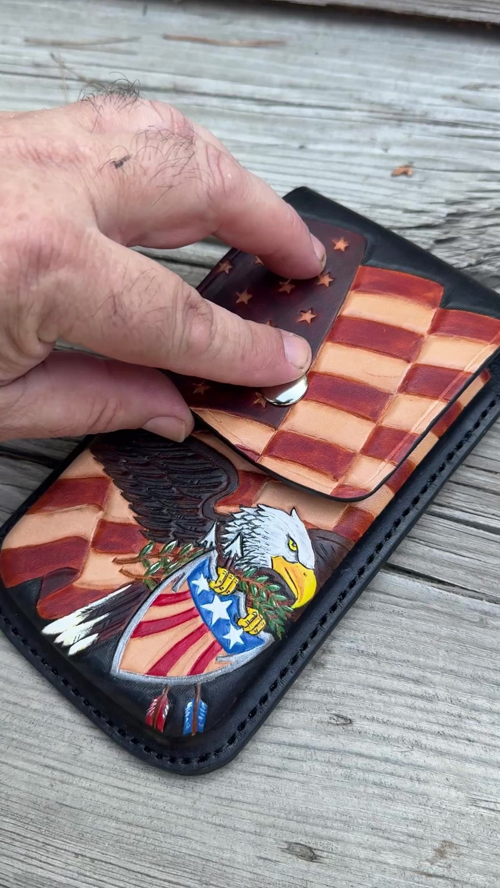 American Pride - Cell Phone Holster - Hand Tooled/ Molded - Crafted in America