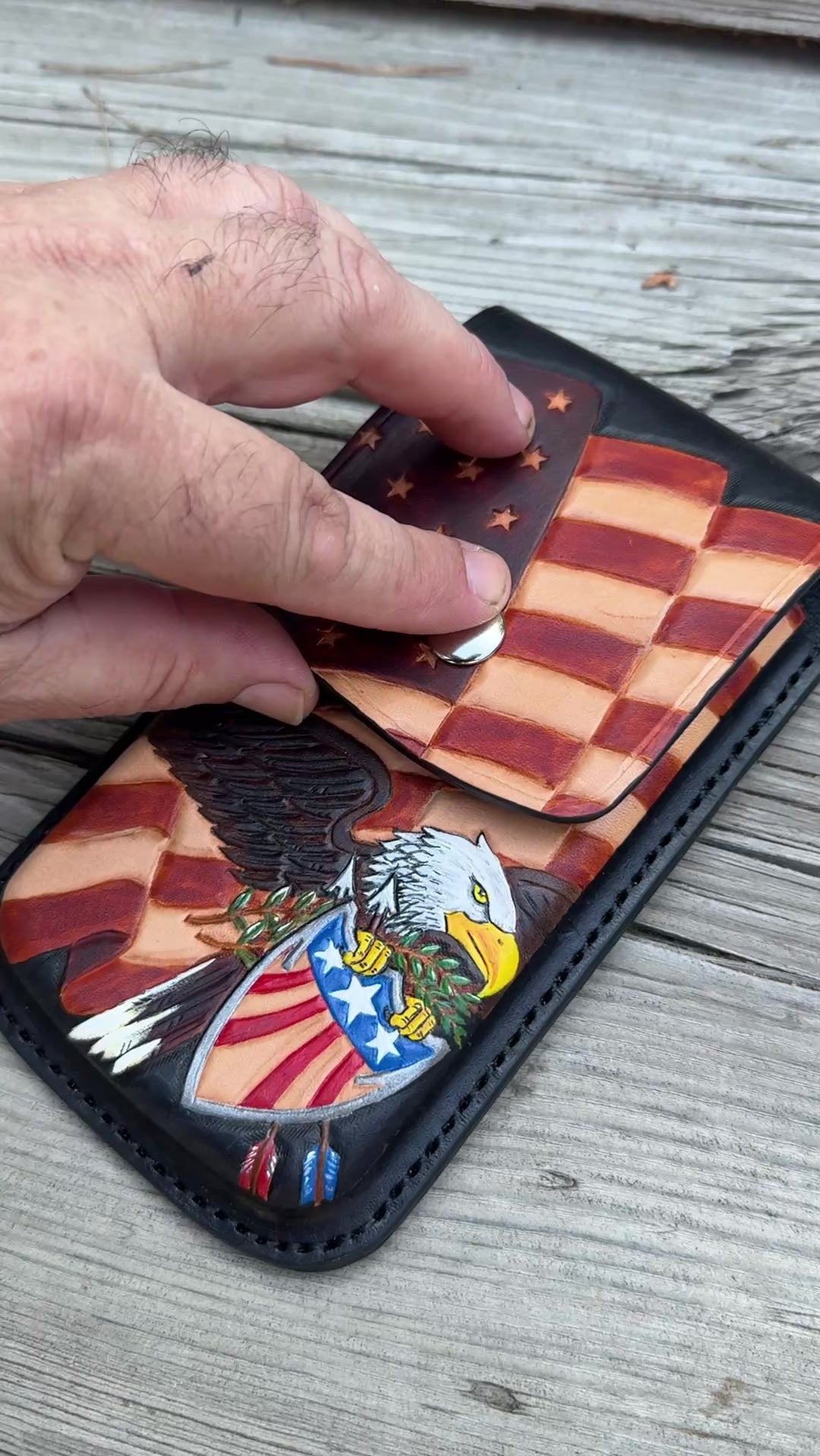 American Pride - Cell Phone Holster - Hand Tooled/ Molded - Crafted in America