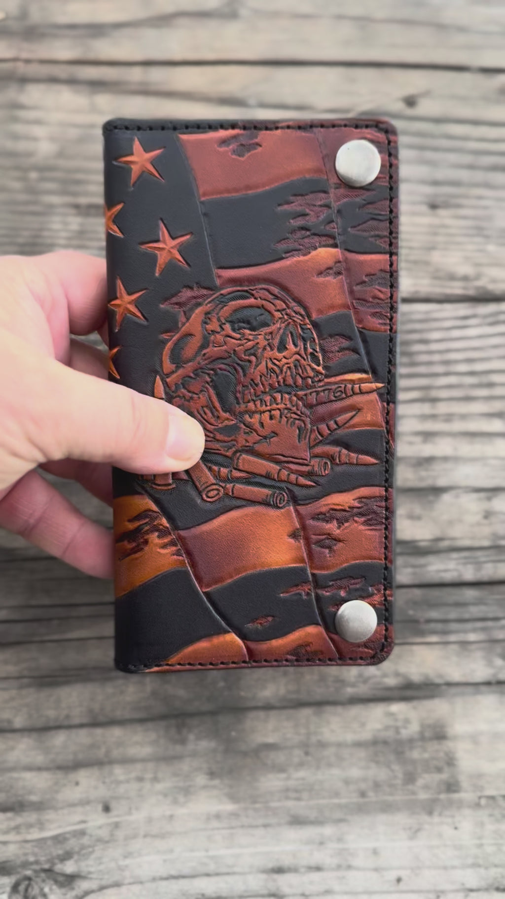 Stars Stripes Skull and Bullets OIF Biker wallet