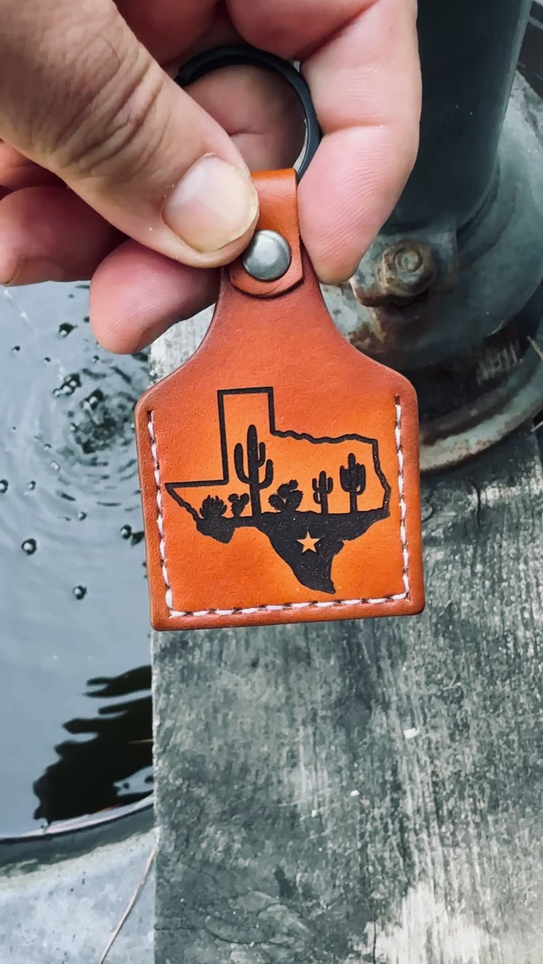 Texas Pride Deluxe - Laser Engraved Double Sided / Stitched Leather Key Chain