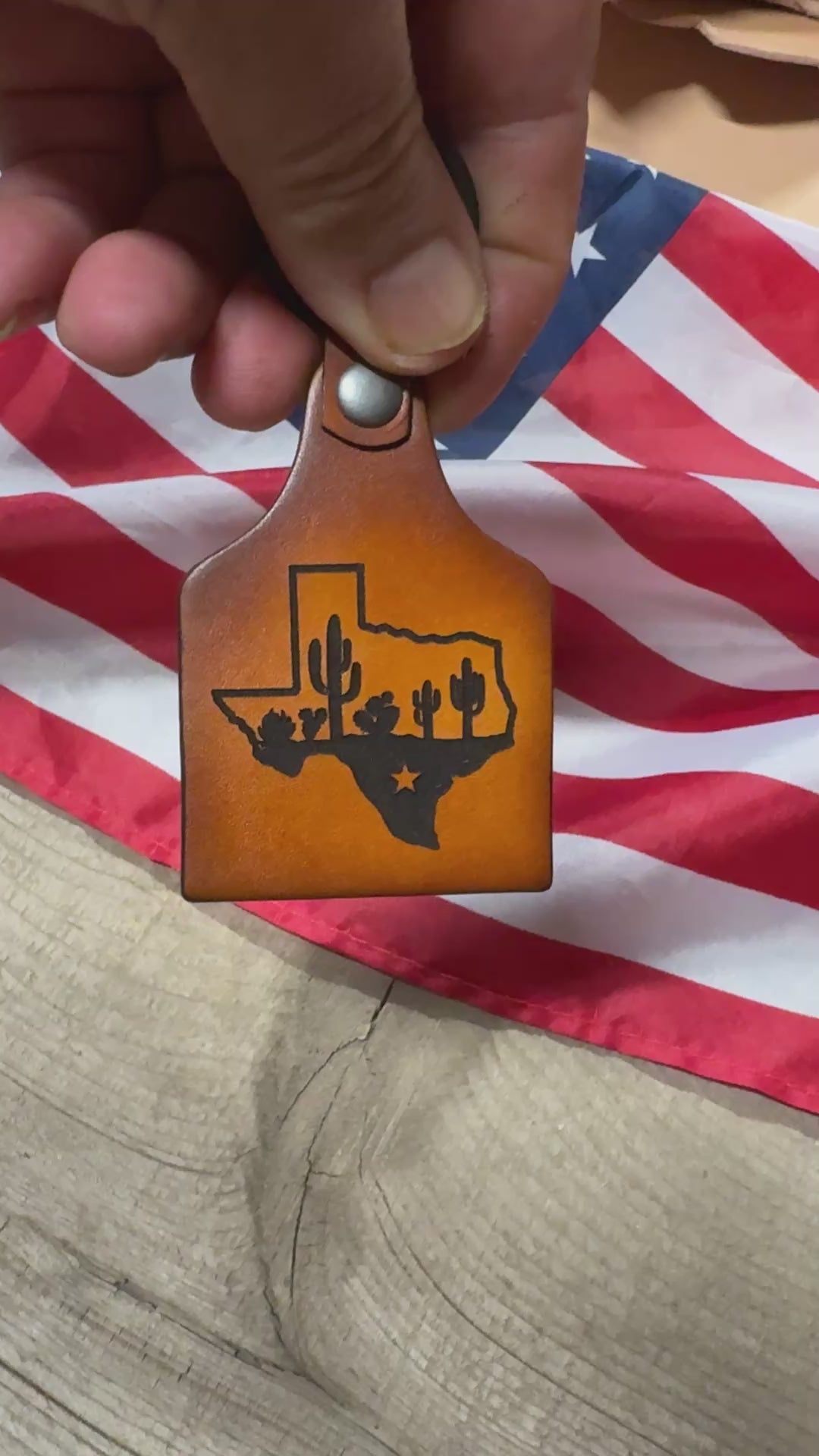 Texas Keychain - Texas Longhorn leather key ring - Made in USA